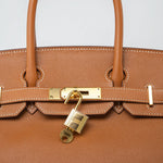 Hermes Handbag Birkin 30 Gold Veau Epsom Leather Gold Plated Stamp A - Redeluxe