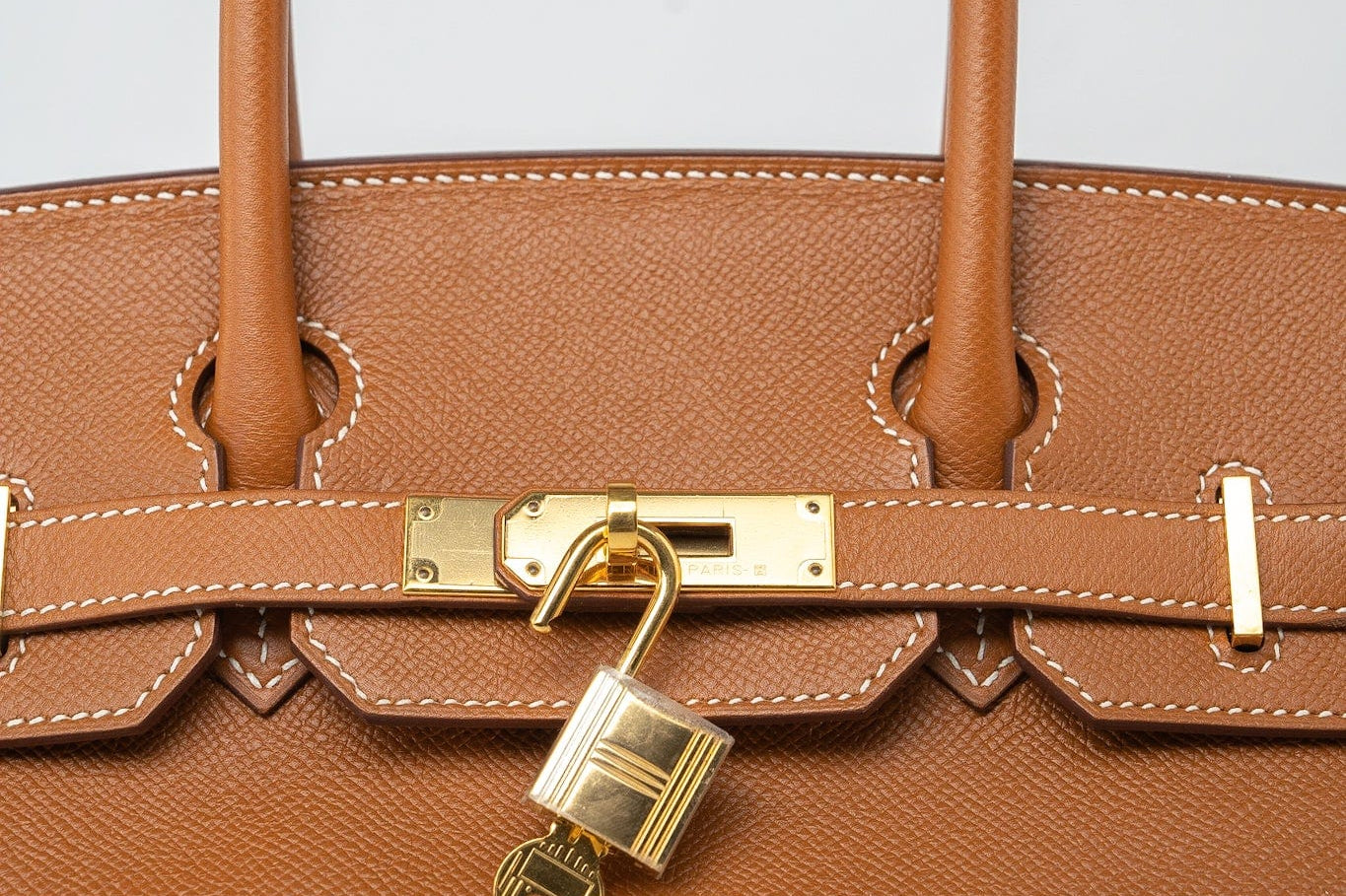 Hermes Handbag Birkin 30 Gold Veau Epsom Leather Gold Plated Stamp A - Redeluxe