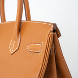 Hermes Handbag Birkin 30 Gold Veau Epsom Leather Gold Plated Stamp A - Redeluxe
