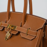 Hermes Handbag Birkin 30 Gold Veau Epsom Leather Gold Plated Stamp A - Redeluxe