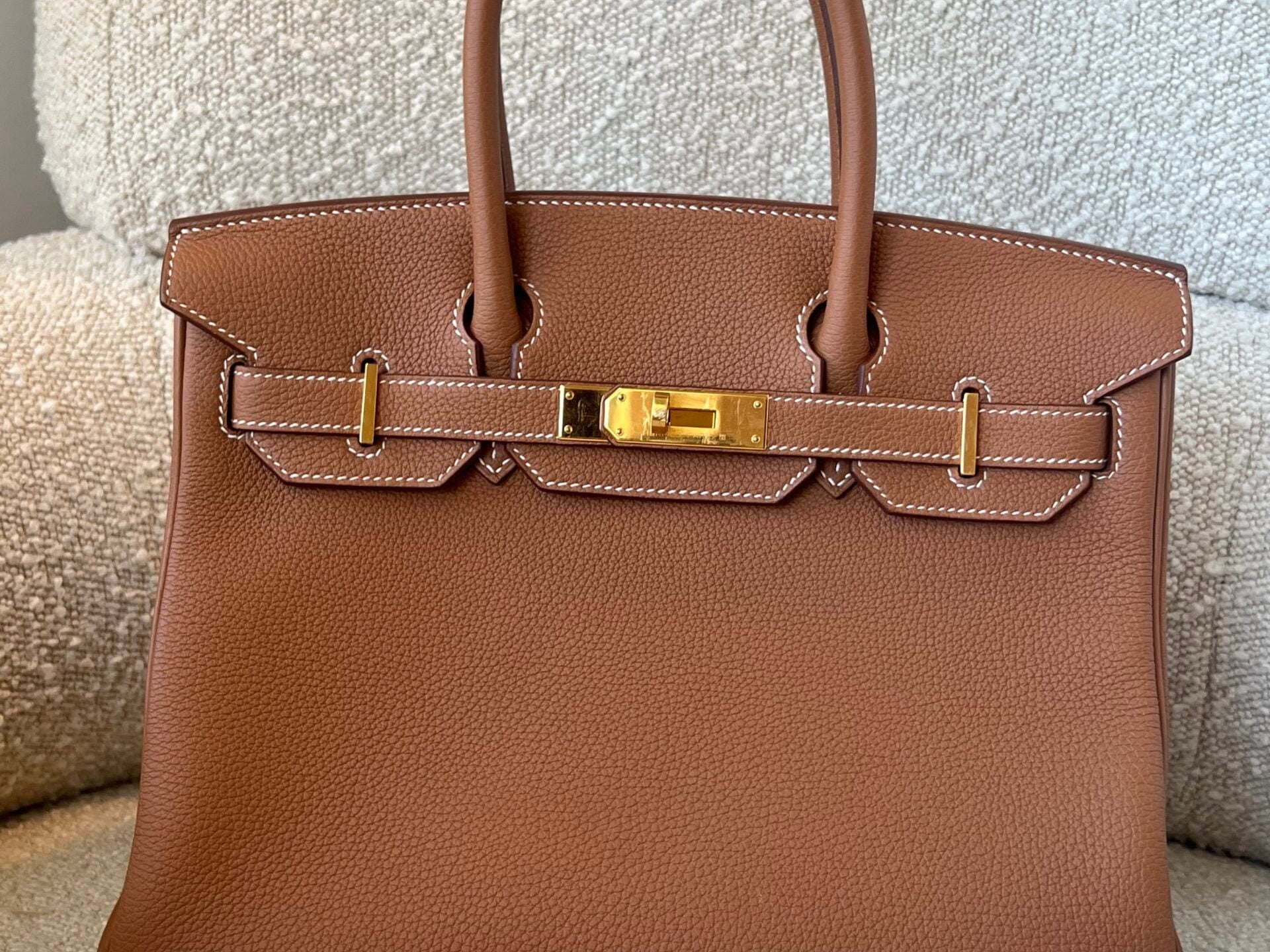 Hermes Handbag Birkin 30 Gold Veau Togo leather Gold plated 2022 U stamp - Redeluxe