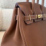 Hermes Handbag Birkin 30 Gold Veau Togo leather Gold plated 2022 U stamp - Redeluxe