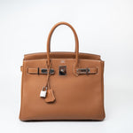 Hermes Handbag Birkin 30 Gold Veau Togo Leather Palladium Plated Hardware R - Redeluxe