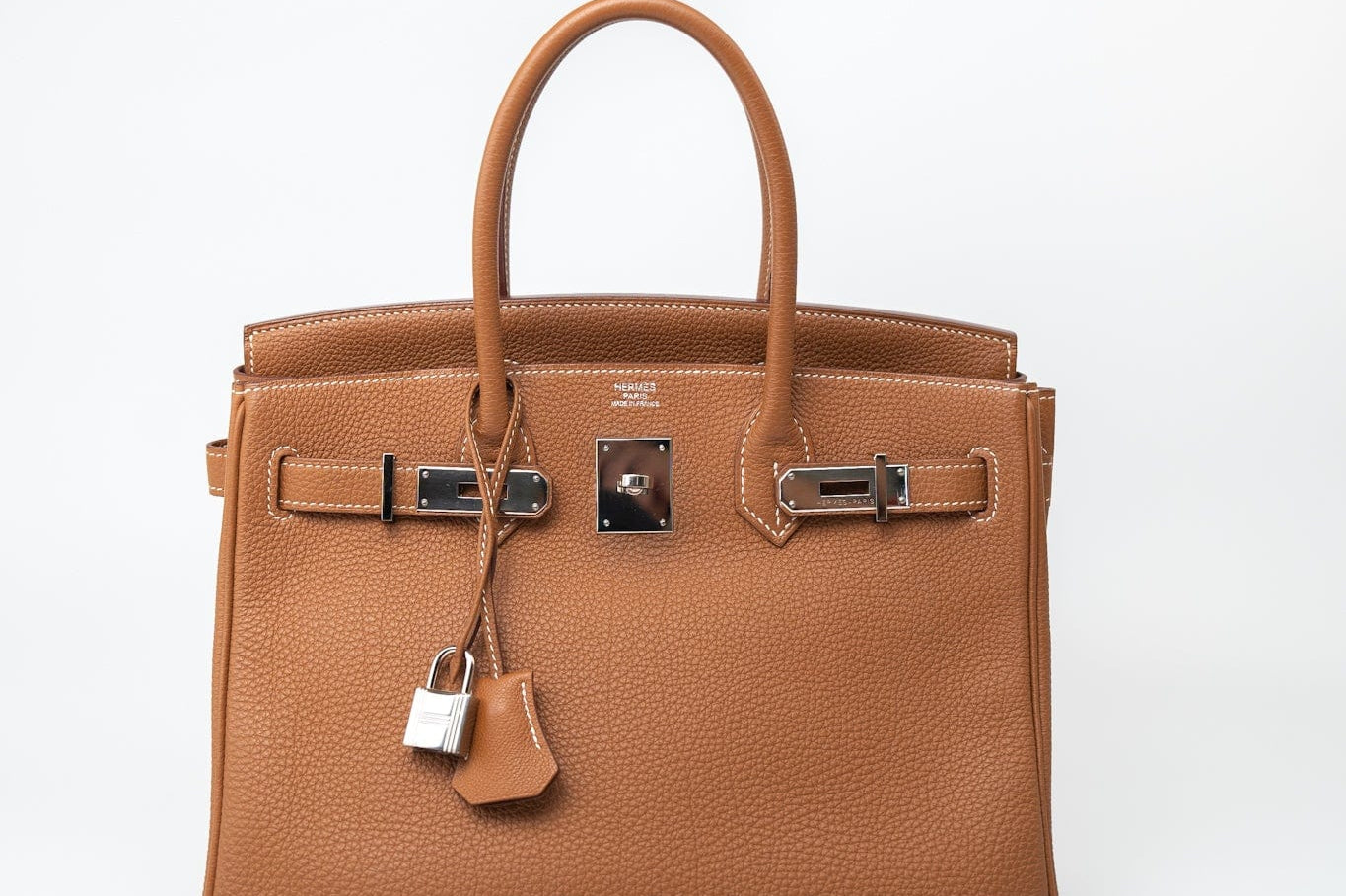 Hermes Handbag Birkin 30 Gold Veau Togo Leather Palladium Plated Hardware R - Redeluxe