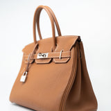 Hermes Handbag Birkin 30 Gold Veau Togo Leather Palladium Plated Hardware R - Redeluxe