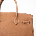Hermes Handbag Birkin 30 Gold Veau Togo Leather Palladium Plated Hardware R - Redeluxe