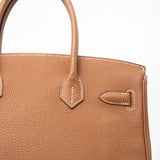 Hermes Handbag Birkin 30 Gold Veau Togo Leather Palladium Plated Hardware R - Redeluxe