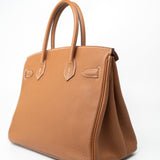 Hermes Handbag Birkin 30 Gold Veau Togo Leather Palladium Plated Hardware R - Redeluxe