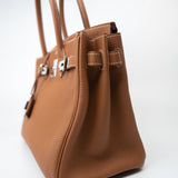 Hermes Handbag Birkin 30 Gold Veau Togo Leather Palladium Plated Hardware R - Redeluxe
