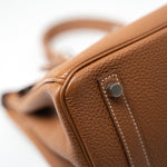 Hermes Handbag Birkin 30 Gold Veau Togo Leather Palladium Plated Hardware R - Redeluxe
