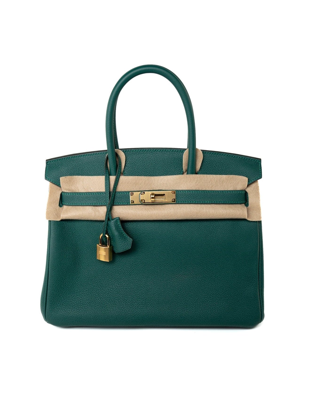 Hermes Handbag Birkin 30 Malachite Veau Togo Leather Gold Plated Hardware 2020 Y - Redeluxe