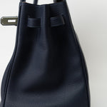 Hermes Handbag Birkin 35 Bleu Nuit Orange Poppy Veau Togo Leather Palladium Plated 2017 A  - Redeluxe