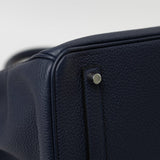 Hermes Handbag Birkin 35 Bleu Nuit Orange Poppy Veau Togo Leather Palladium Plated 2017 A  - Redeluxe