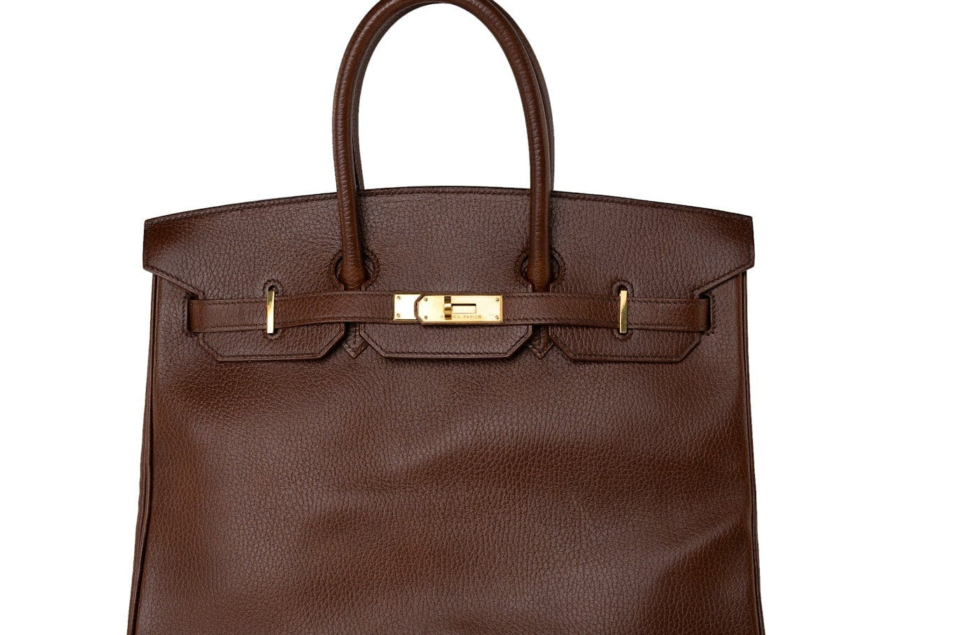 Hermes Handbag Birkin 35 Brown Ardennes Leather Gold Plated Z Circle Stamp - Redeluxe