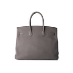 Hermes Handbag Birkin 35 Etain Veau Togo Leather Palladium Plated 2017 A - Redeluxe