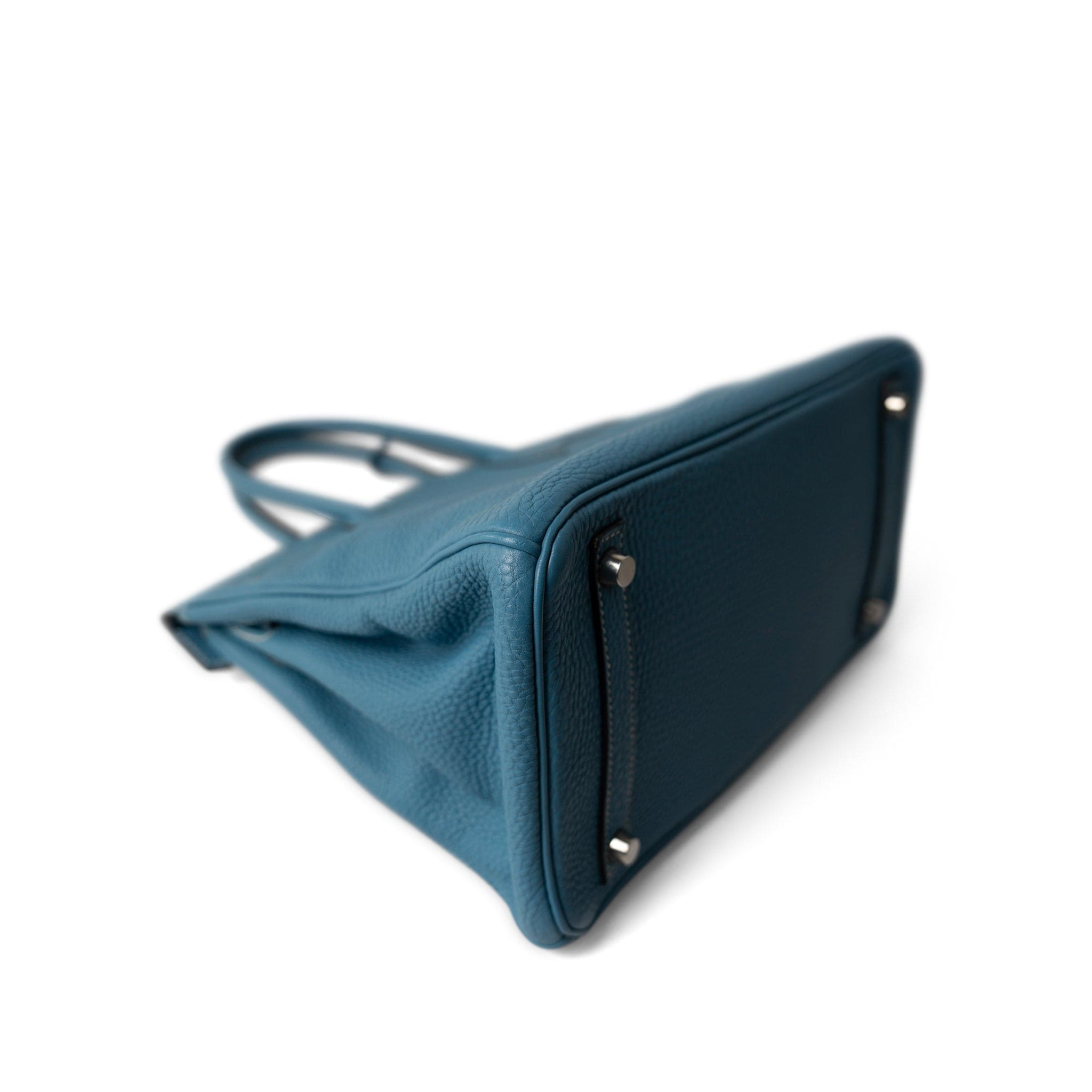 Hermes Handbag Birkin / Blue Birkin 30 Blue Jean Togo Palladium Plated H Square Stamp - Redeluxe