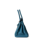 Hermes Handbag Birkin / Blue Birkin 30 Blue Jean Togo Palladium Plated H Square Stamp - Redeluxe