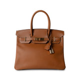 Hermes Handbag Birkin / Gold Birkin 30 Gold Courchevel Leather Gold Plated Hardware G Square Stamp - Redeluxe