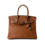 Hermes Handbag Birkin / Gold Birkin 30 Gold Courchevel Leather Gold Plated Hardware G Square Stamp - Redeluxe