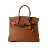 Hermes Handbag Birkin / Gold Birkin 30 Gold Courchevel Leather Gold Plated Hardware G Square Stamp - Redeluxe