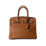 Hermes Handbag Birkin / Gold Birkin 30 Gold Courchevel Leather Gold Plated Hardware G Square Stamp - Redeluxe