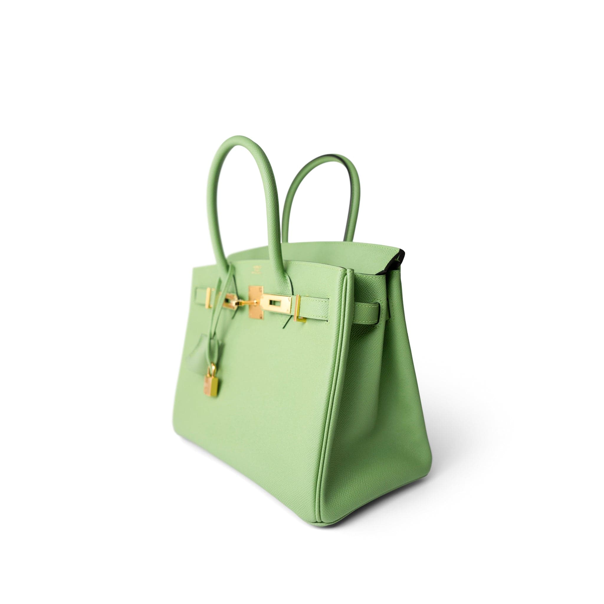 Hermes Handbag Birkin / Green Birkin 30 Vert Criquet Veau Epsom Gold Plated Hardware - Redeluxe