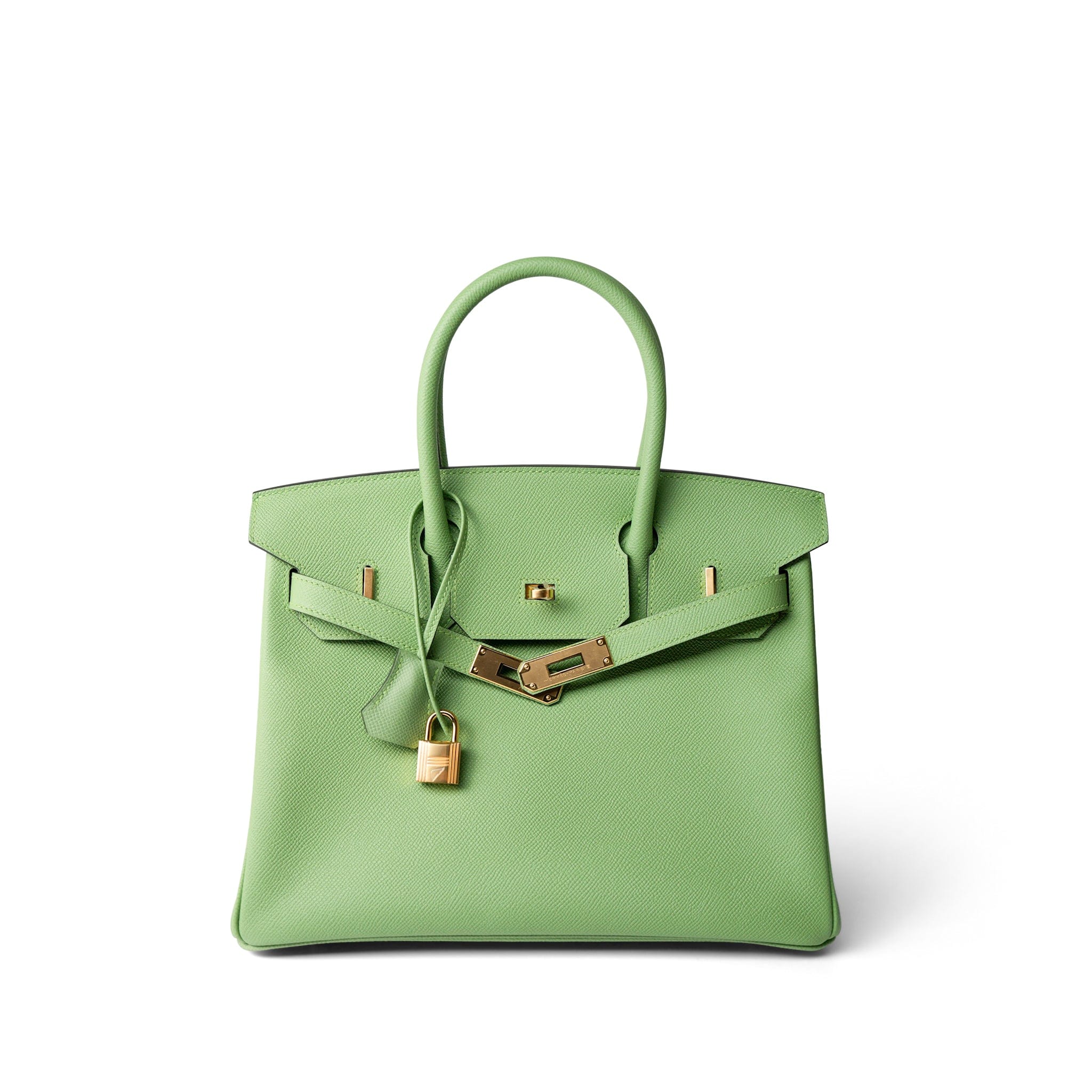 Hermes Handbag Birkin / Green Birkin 30 Vert Criquet Veau Epsom Gold Plated Hardware - Redeluxe