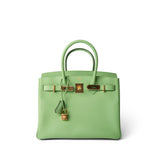 Hermes Handbag Birkin / Green Birkin 30 Vert Criquet Veau Epsom Gold Plated Hardware - Redeluxe