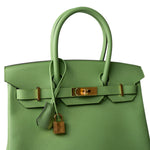 Hermes Handbag Birkin / Green Birkin 30 Vert Criquet Veau Epsom Gold Plated Hardware - Redeluxe