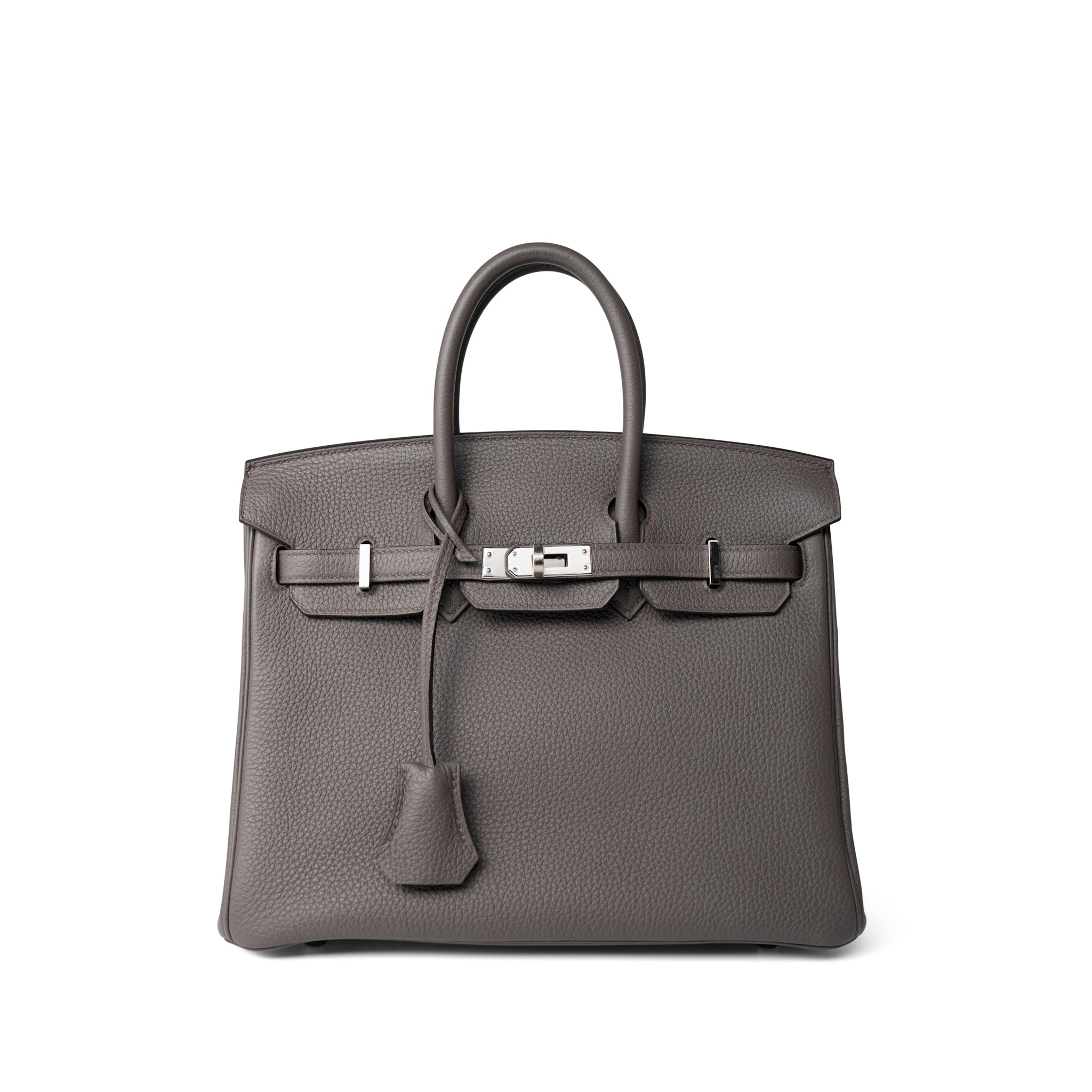 Hermes Handbag Birkin / Grey Birkin 25 Gris Etain Palladium Plated  C Stamp - Redeluxe