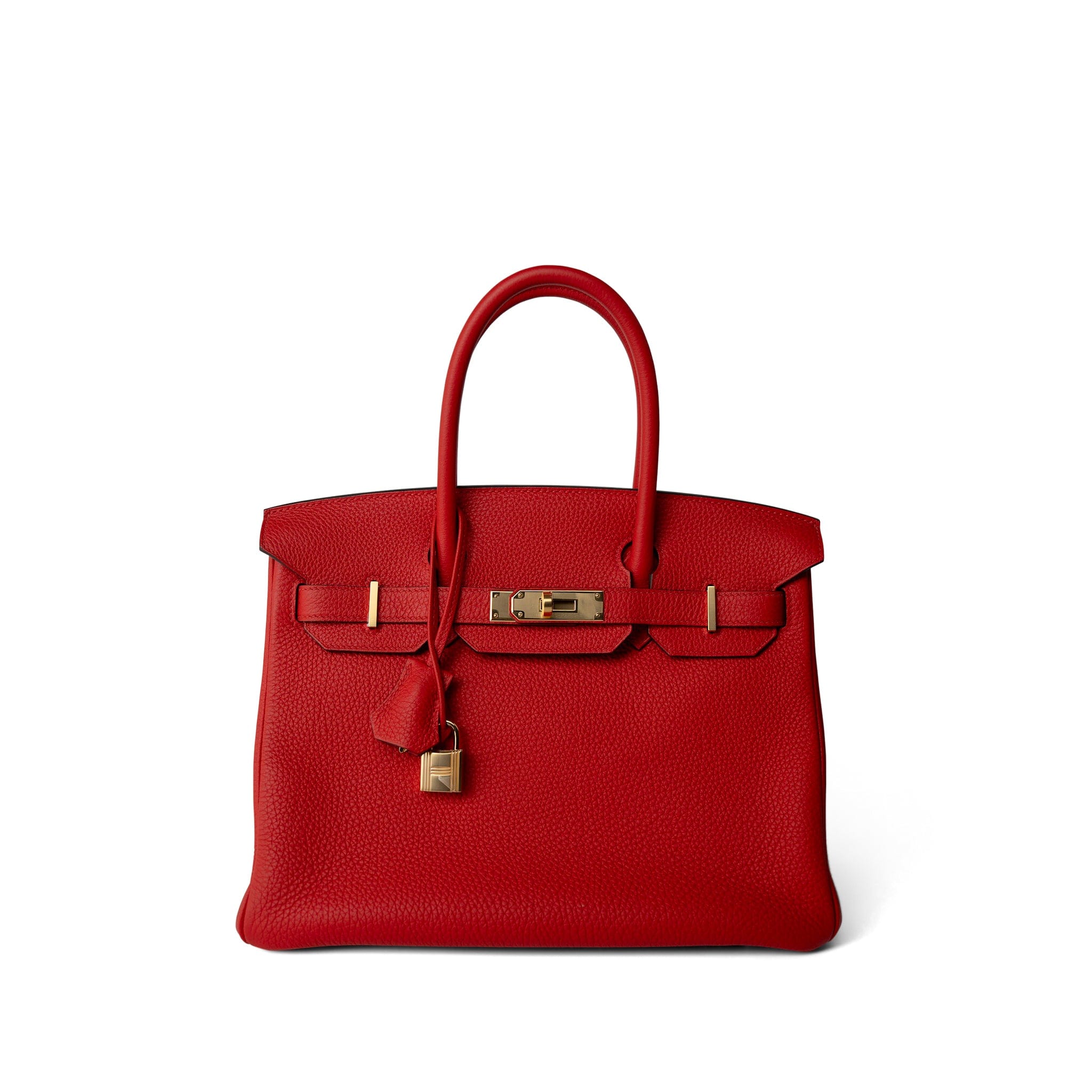 Hermes Handbag Birkin / Red Birkin 30 Rouge de Coeur Togo Gold Plated D Stamp - Redeluxe
