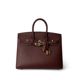 Hermes Handbag Birkin / Red Birkin Sellier 25 Rouge H Veau Madame Leather Gold Plated Z Stamp - Redeluxe