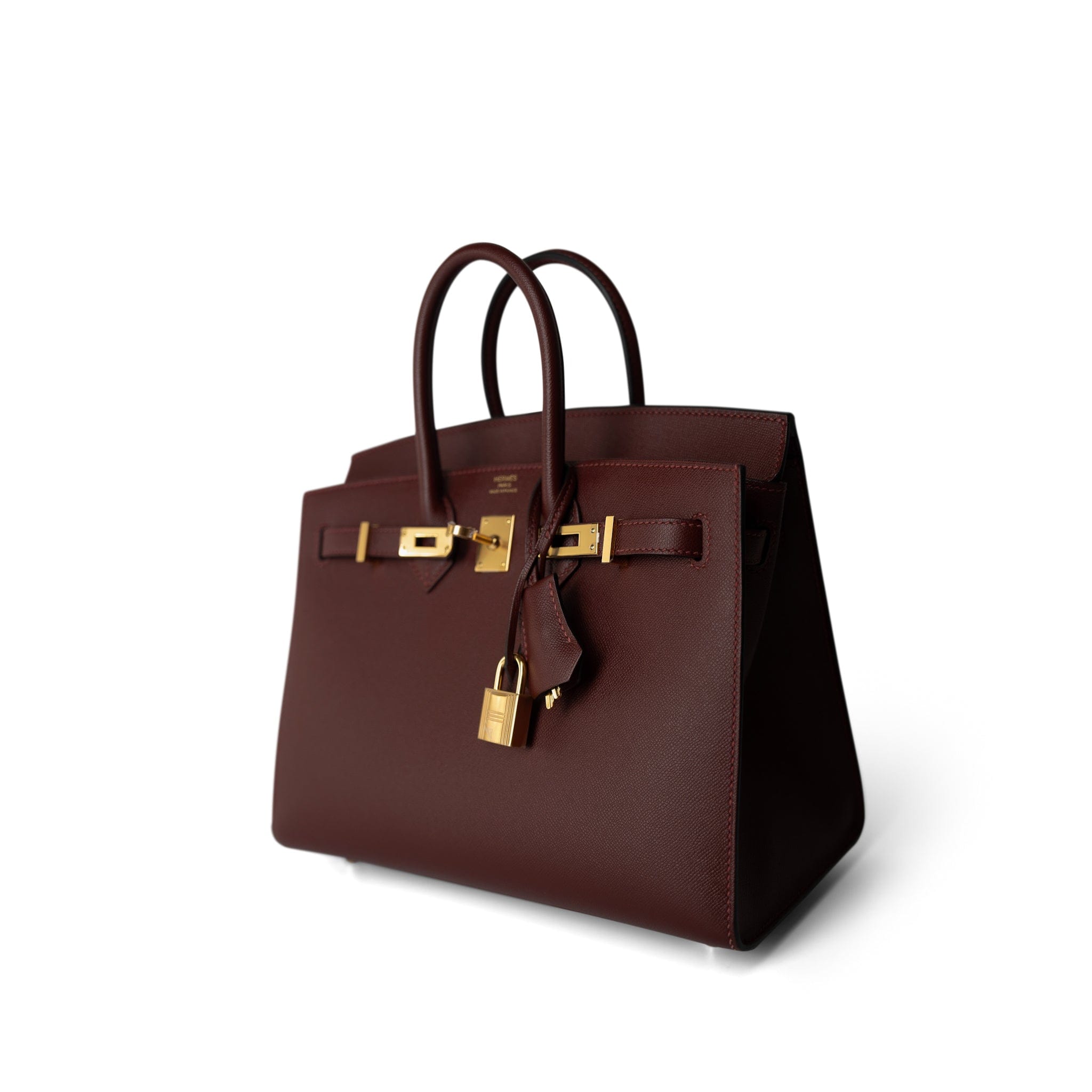 Hermes Handbag Birkin / Red Birkin Sellier 25 Rouge H Veau Madame Leather Gold Plated Z Stamp - Redeluxe