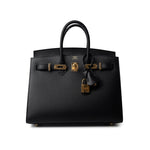 Hermes Handbag Birkin Sellier 25 Black Veau Epsom Leather Gold Plated Hardware Z Stamp - Redeluxe