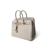Hermes Handbag Birkin / White Birkin 25 Craie Togo Rose Gold Plated Z Stamp - Redeluxe