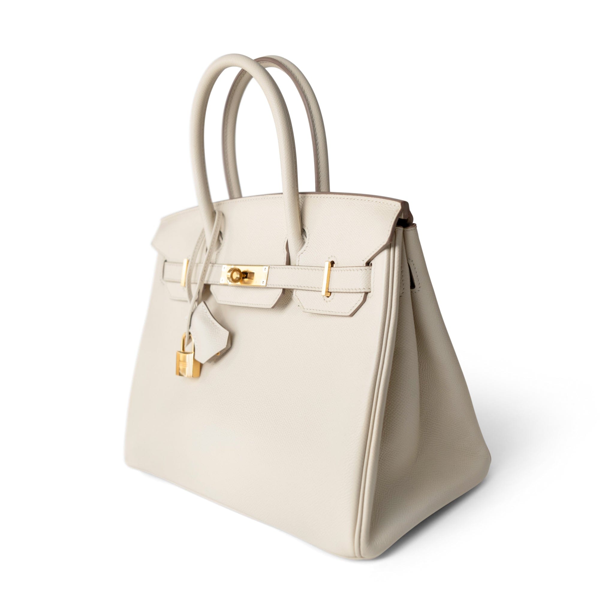 Hermes Handbag Birkin / White Birkin 30 Craie Veau Epsom Gold Plated C Stamp - Redeluxe