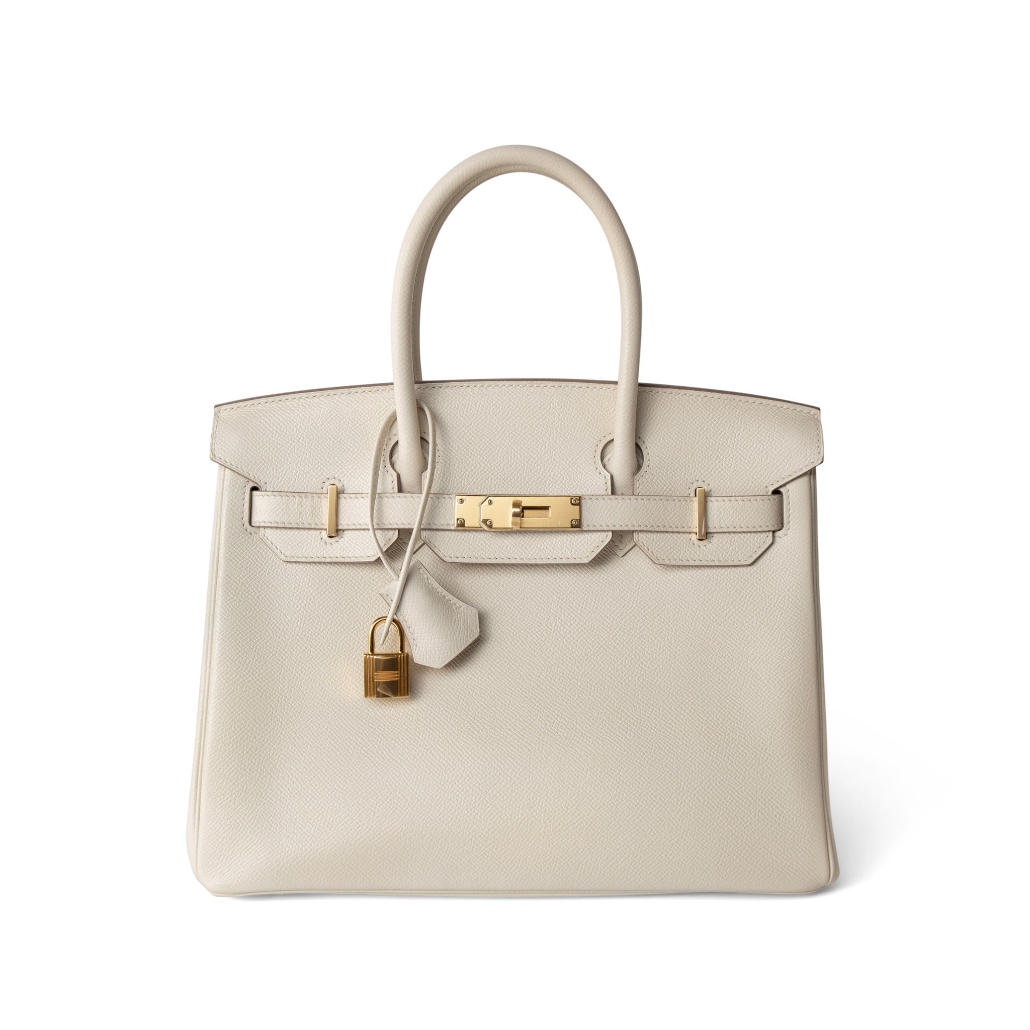Hermes Handbag Birkin / White Birkin 30 Craie Veau Epsom Gold Plated C Stamp - Redeluxe