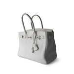 Hermes Handbag Birkin / White Birkin 30 White Taurillon Clemence Leather Palladium Plated I Square Stamp - Redeluxe