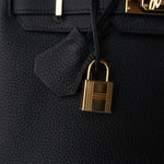 Hermes Handbag Black Birkin 25 Noir Black Veau Togo Leather Gold Hardware - Redeluxe