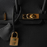 Hermes Handbag Black Birkin 25 Noir Black Veau Togo Leather Gold Hardware - Redeluxe