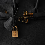 Hermes Handbag Black Birkin 25 Noir Black Veau Togo Leather Gold Hardware - Redeluxe