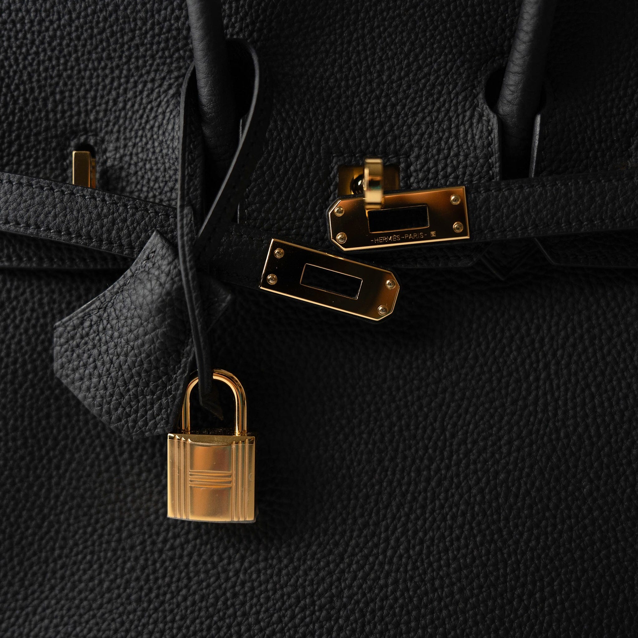 Hermes Handbag Black Birkin 25 Noir Black Veau Togo Leather Gold Hardware - Redeluxe