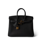 Hermes Handbag Black Birkin 25 Noir Black Veau Togo Leather Gold Hardware - Redeluxe