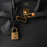 Hermes Handbag Black Birkin 25 Noir Black Veau Togo Leather Gold Hardware - Redeluxe