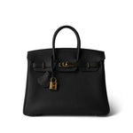 Hermes Handbag Black Birkin 25 Noir Black Veau Togo Leather Gold Hardware - Redeluxe
