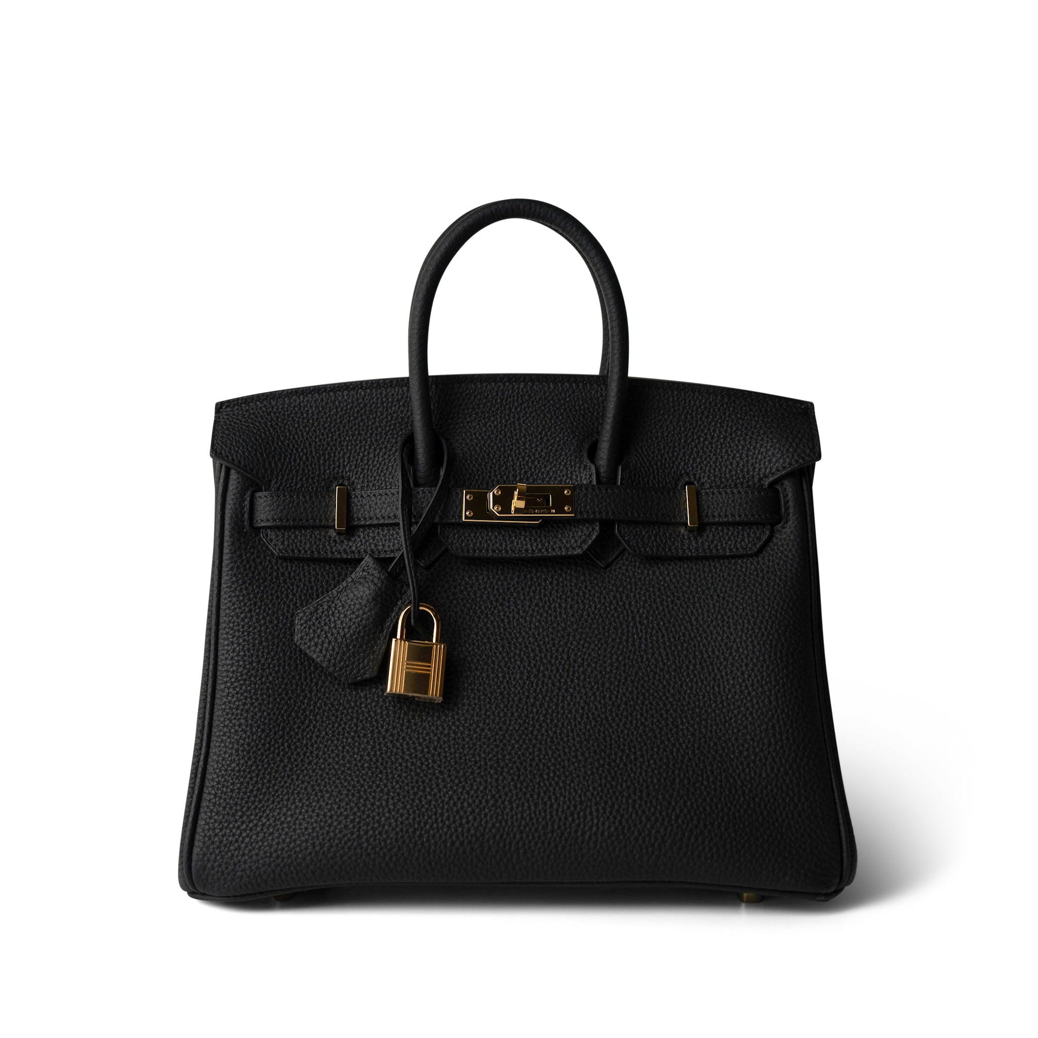 Hermes Handbag Black Birkin 25 Noir Black Veau Togo Leather Gold Hardware - Redeluxe