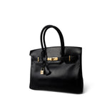 Hermes Handbag Black Birkin 30 Black Box Calfskin Gold Plated G Square Stamp - Redeluxe