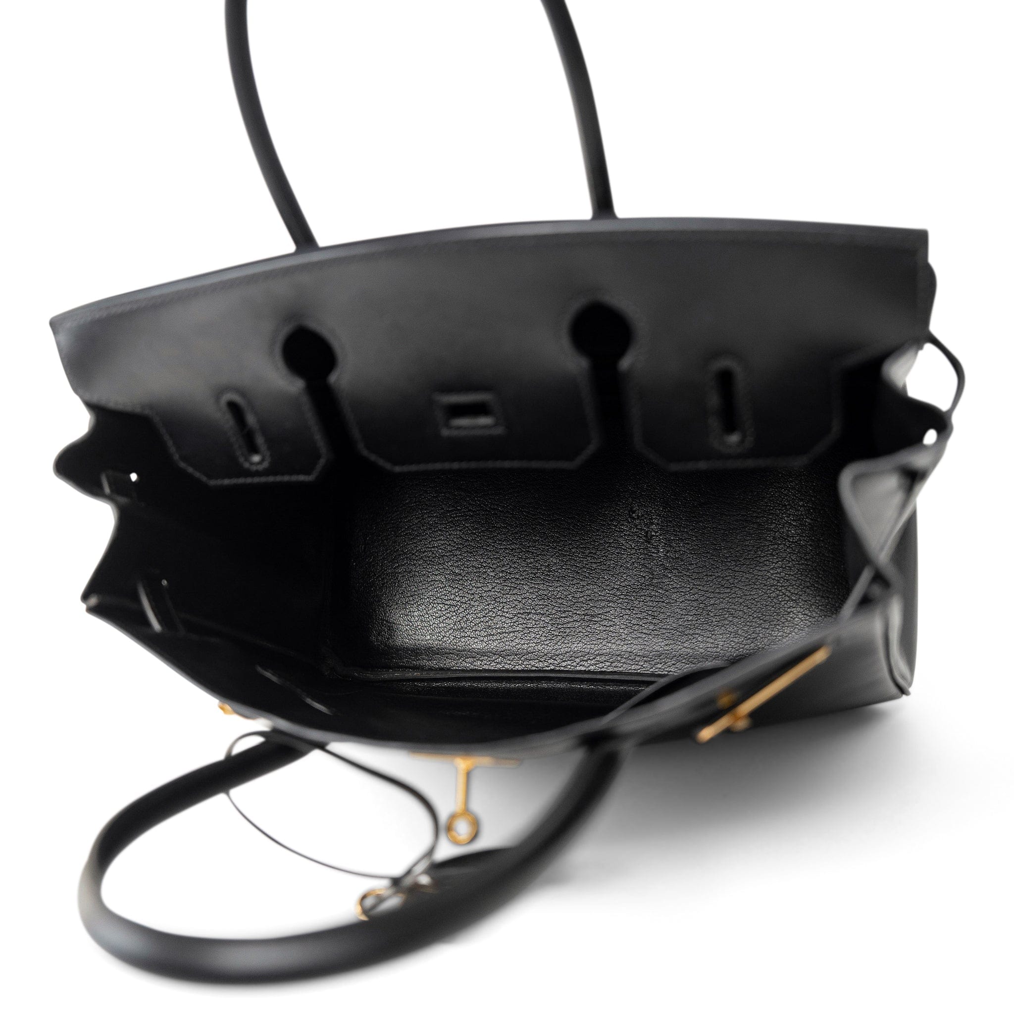 Hermes Handbag Black Birkin 30 Black Box Calfskin Gold Plated G Square Stamp - Redeluxe