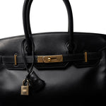 Hermes Handbag Black Birkin 30 Black Box Calfskin Gold Plated G Square Stamp - Redeluxe
