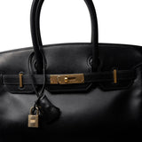 Hermes Handbag Black Birkin 30 Black Box Calfskin Gold Plated G Square Stamp - Redeluxe